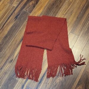NWOT Rust Red Fringe Wool blend Scarf